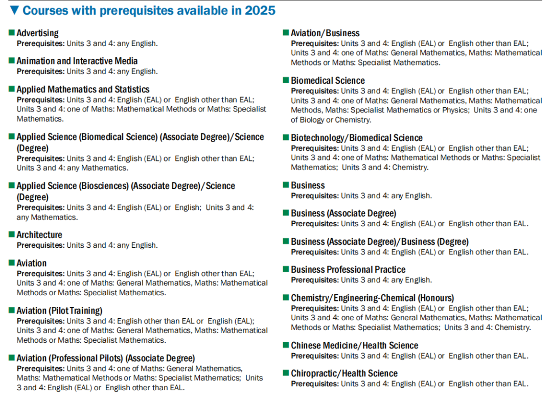 prerequisities available in 2025