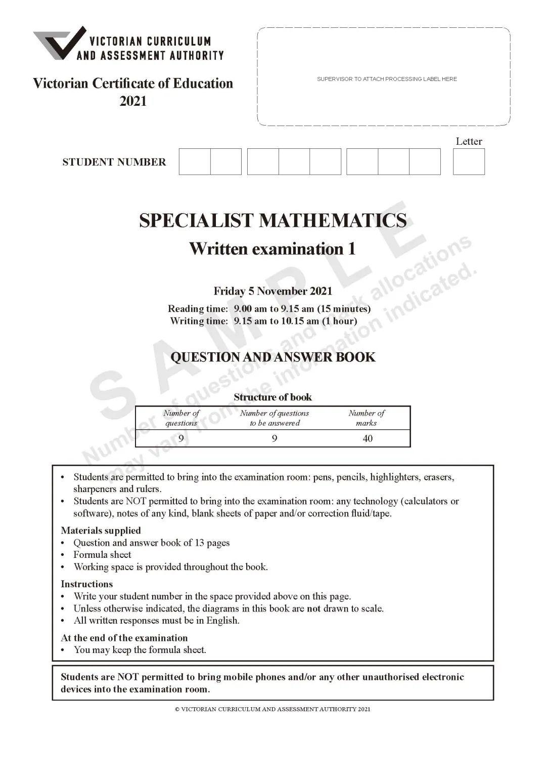 vce methods exams 01 - Mathematics 